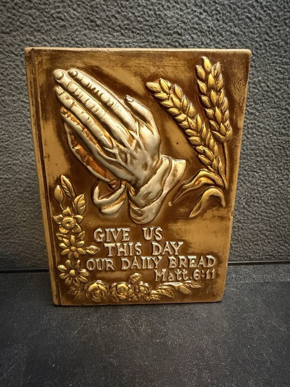 Vintage Golden Praying Hands “Give Us This Day Our Daily Bread” Napkin Holder